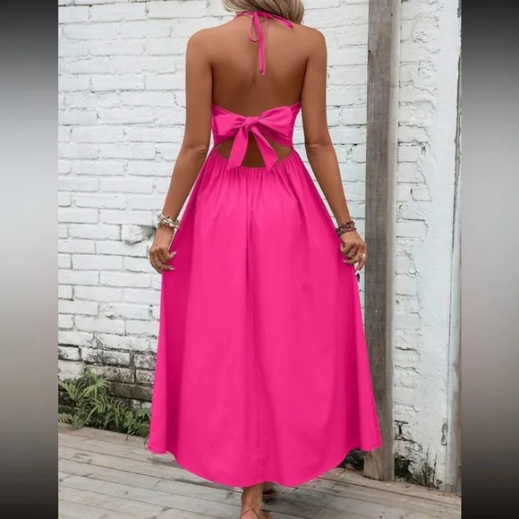 Boho tie back halter maxi dress - Picture 13 of 15